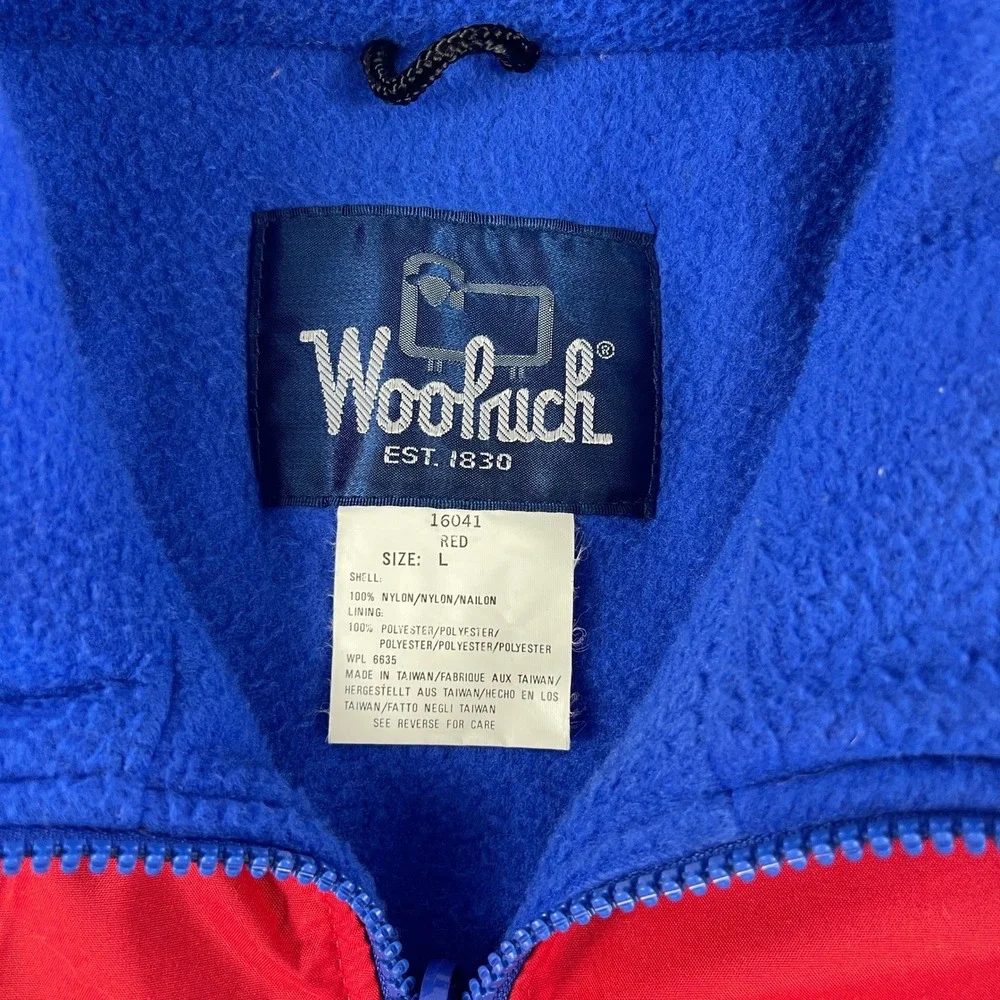 Woolrich Mens Large Red Full Zip Fleece Lined Nylon Vest Jacket 16041‎